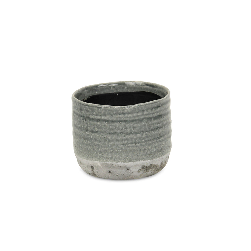 Two Toned Round Pot Planter (487421) - Gray