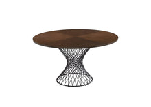 Load image into Gallery viewer, 54" Rounded Solid Manufactured Wood And Iron Pedestal Base Dining Table - Brown / Black
