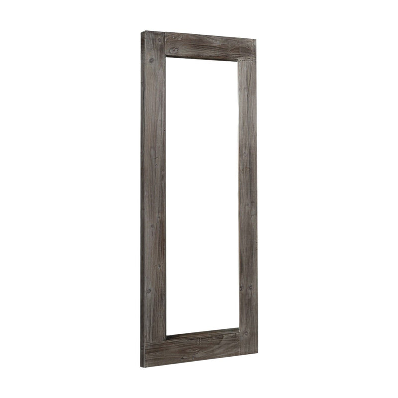 58" Solid Wood Freestanding And Wall Mount Accent Mirror - Dark Brown