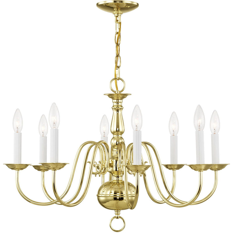 18'' Eight Light Dimmable Chandelier With Shades - Brass