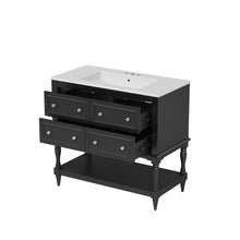 Load image into Gallery viewer, Bathroom Vanity With Medicine Cabinet, Storage Cabinet With 4 Drawers, Adjustable Shelf Mirror
