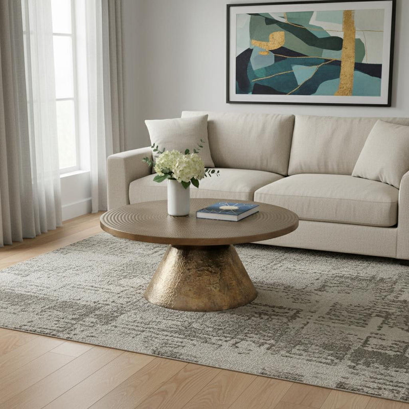 Aluminum Round Solid Coffee Table - Brass