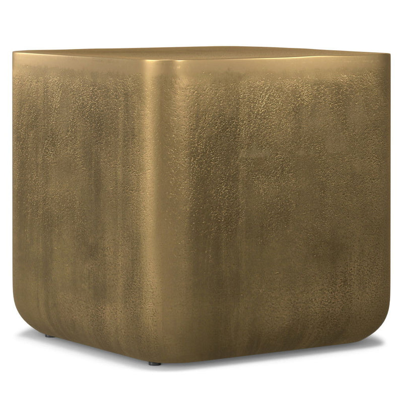 Aluminum Square End Table - Antiqued Brass