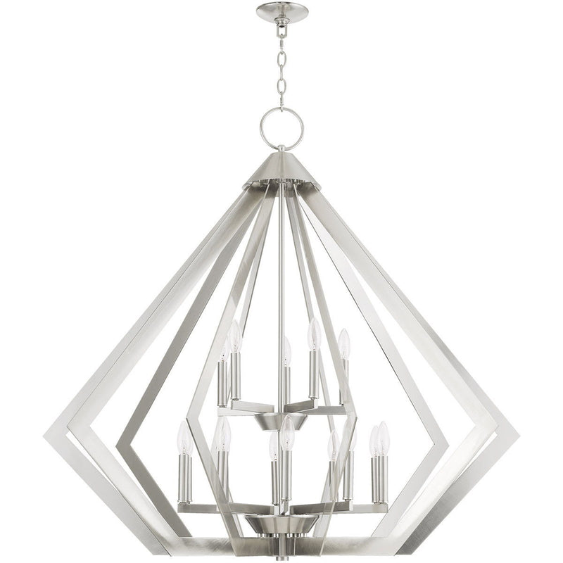 41" Multi Light Dimmable Chandelier With Shades - Nickel