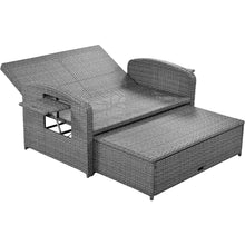 Load image into Gallery viewer, TOPMAX PE Wicker Rattan Double Chaise Lounge, 2-Person Reclining Daybed with Adjustable Back and Cushions, Free Furniture Protection Cover, White
