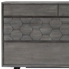 Load image into Gallery viewer, Honeycomb Carved Solid Wood Six Drawer Double Dresser - Gray
