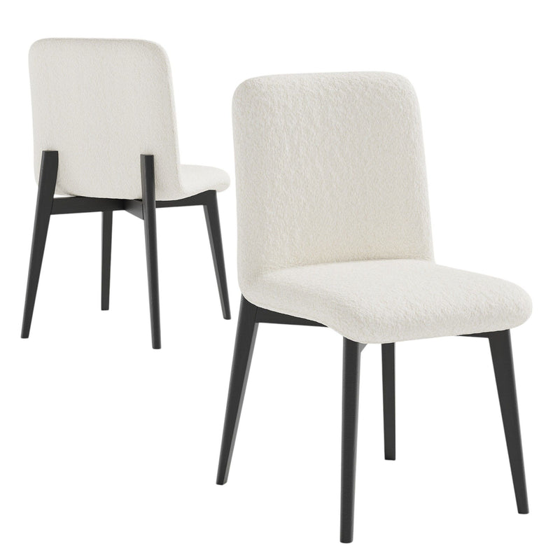 Upholstered Boucle Dining Side Chairs (Set of 2) - White