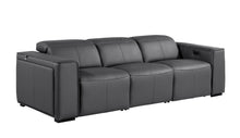Load image into Gallery viewer, Top Grain Leather Reclining Metal USB Sofa (720388) - Dark Gray
