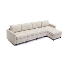 Load image into Gallery viewer, 4 Seat Module Sectional Sofa Couch With 1 Ottoman for living room,Seat Cushion and Back Cushion Non-Removable and Non-Washable,Cream
