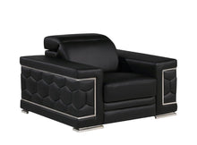 Load image into Gallery viewer, Genuine Leather Club Chair - Black And Silver
