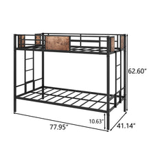 Load image into Gallery viewer, Bunk Bed Twin Over Twin Size Metal Bunk Bed with Ladder and Full-Length Guardrail, Metal Bunk Bed, Storage Space, No Box Spring Needed, Noise Free, Black
