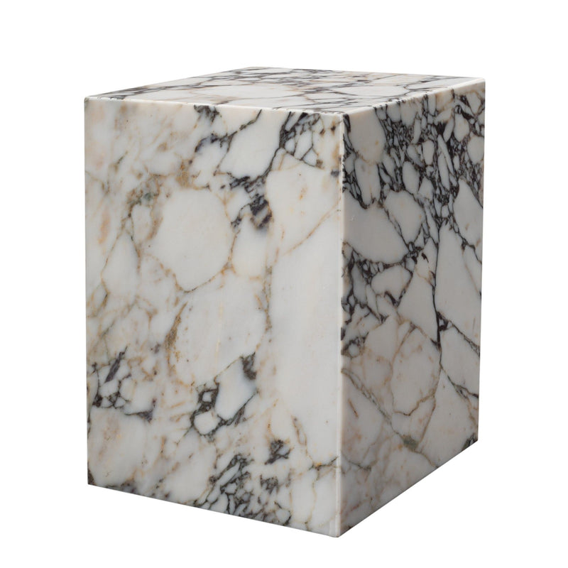 20" Marble Square Block End Table - Ivory
