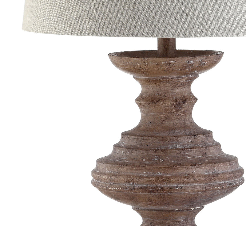 Urn Bedside Lamp With Drum Shade - Brown