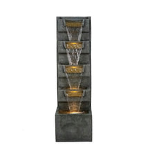 Load image into Gallery viewer, 4 Tier Cascading Waterfall Fountain With Warm LED Lights, For Patio - Gray
