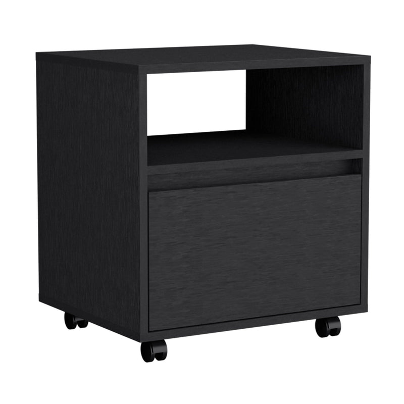 Wood One Drawer Nightstand (518158) - Black