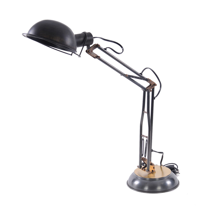 Metal Desk Table Lamp With Black Bowl Shade - Black