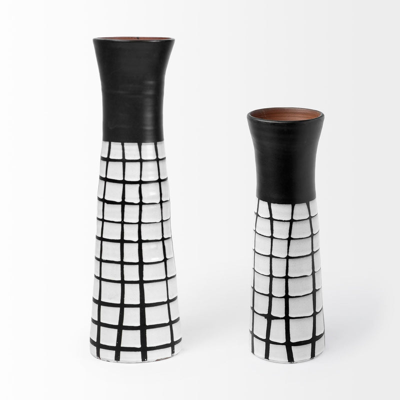 Abstract Cylinder Table Vase (397551) - Black / White