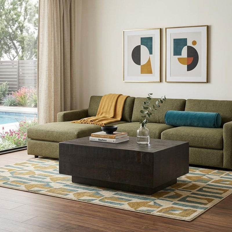 Block Coffee Table - Dark Brown / Brown