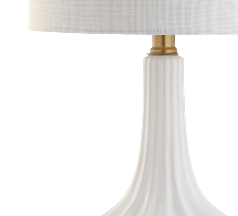 22" Urn Table Lamp With Drum Shade - White