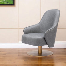 Load image into Gallery viewer, Faux Leather Swivel Arm Chair - Gray And Gold
