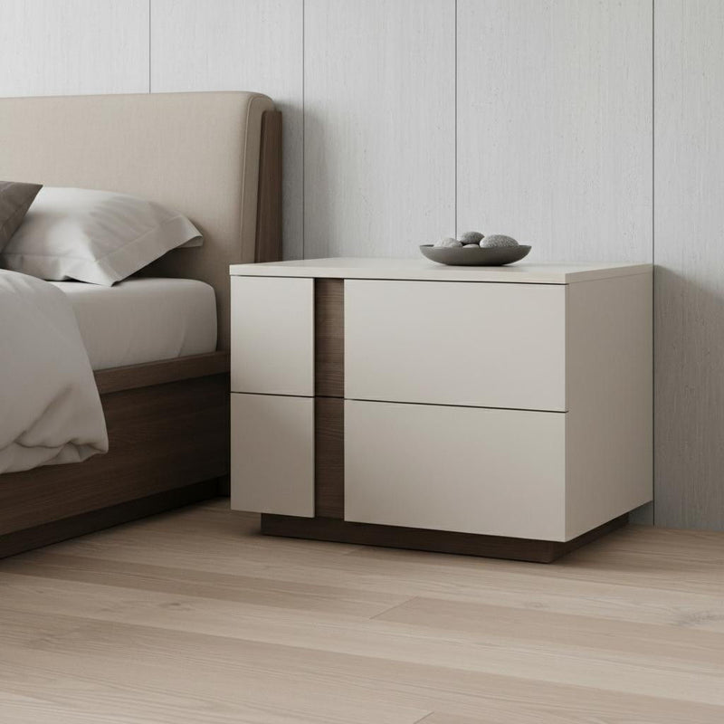Wood Two Drawer Nightstand (719556) - Light Gray
