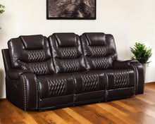 Load image into Gallery viewer, Faux Leather Reclining Sofa With Black Legs - Brown
