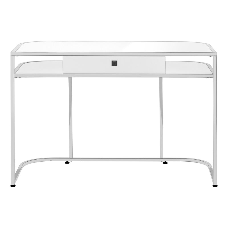 47" Wood And Metal Sled Computer Desk - White And Silver
