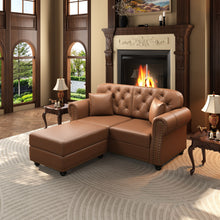 Load image into Gallery viewer, Upholstered Sofa With Nailhead Trim, Rolled Armrests With Ottoman
