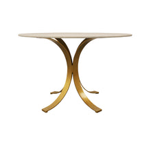 Load image into Gallery viewer, 48" Rounded Marble And Iron Pedestal Base Dining Table - Ivory
