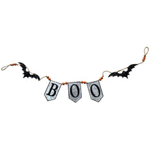 Load image into Gallery viewer, Iron Boo Banner With Bats, For Halloween Holiday Decor - Black / Gray / Orange
