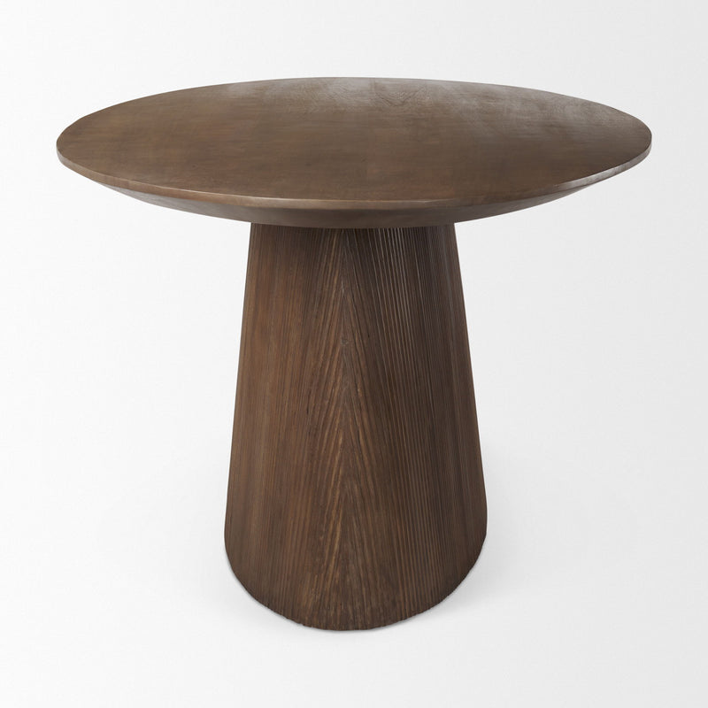 Solid Wood Pedestal Base Oval Dining Table - Brown
