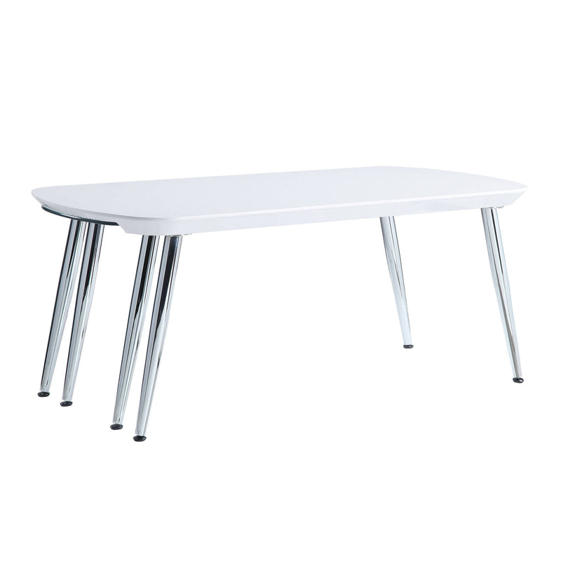 Clear And Silver Wood And Glass Extendable Coffee Table - White