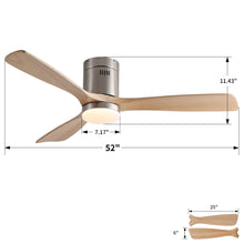 Load image into Gallery viewer, Low Profile Flush Mount Intergrated LED Ceiling Fan With Light And Silent Reversible Motor
