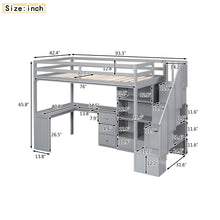 Load image into Gallery viewer, Loft Bed With L Shaped Desk, Drawers, Cabinet, And Storage Staircase

