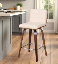 Load image into Gallery viewer, Fabric And Iron Low Back Counter Height Swivel Bar Chair - Cream And Brown

