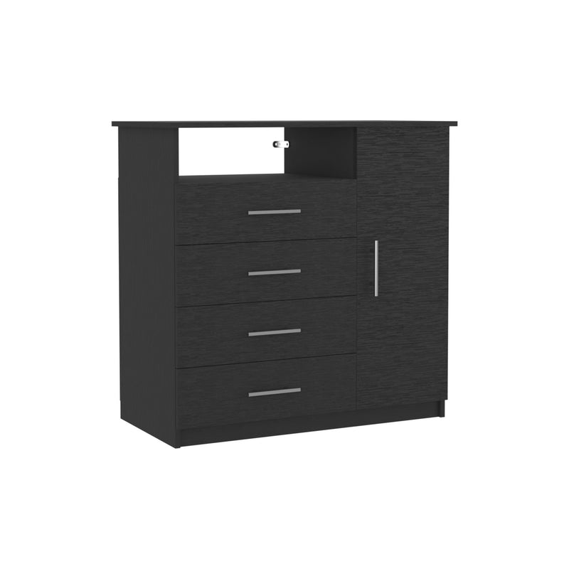 36" Four Drawer Combo Dresser - Black