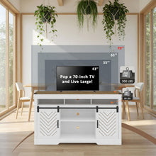 Load image into Gallery viewer, TV Stand With Sliding Barn Doors And Adjustable Storage - White / Oak
