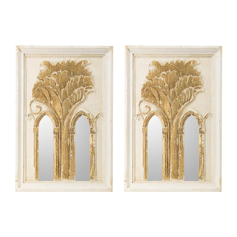 30" Framed Accent Mirrors (Set of 2) - White / Gold
