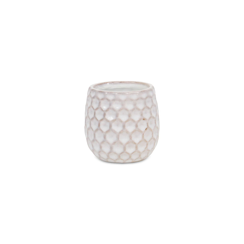 Geometric Round Pot Planter - White