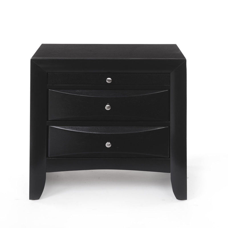Three Drawer Nightstand - Black
