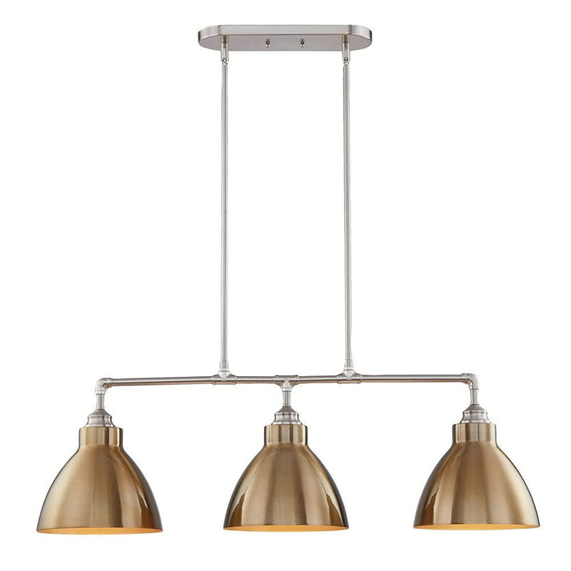 Kitchen Island Three Light Metal Dimmable Chandelier With Shades - Gold / Silver