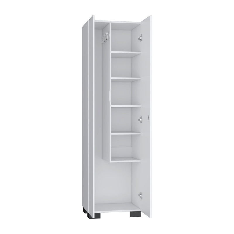 71" Wood Two Door Utility Cabinet - White