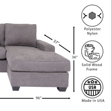 Load image into Gallery viewer, Grey L Shaped Sectional Sofas for Living Room, Modern Reversible Sectional Couches for Bedrooms, Apartment with Solid Wood Frame (Polyester Nylon)
