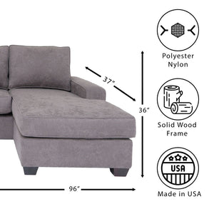 Grey L Shaped Sectional Sofas for Living Room, Modern Reversible Sectional Couches for Bedrooms, Apartment with Solid Wood Frame (Polyester Nylon)