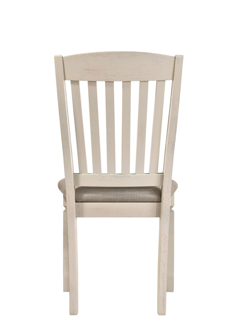 Upholstered Fabric Slat Back Dining Side Chairs (Set of 2) - Tan / Cream