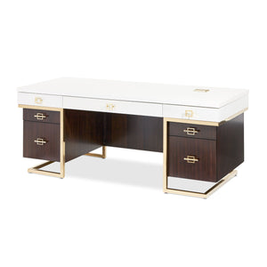Belmont Place - Desk - White / Dark Brown