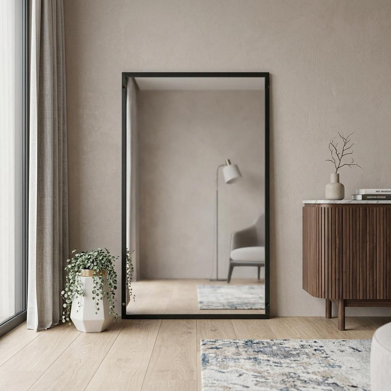 Metal Framed Standing Mirror - Black