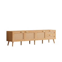 Load image into Gallery viewer, TV Stand, Media Console, 2 Drawers &amp; Cable Management - Natural Wood
