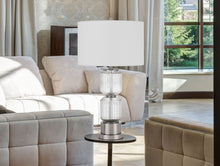 Load image into Gallery viewer, 28" Metal Table Lamp With White Drum Shade - Nickel
