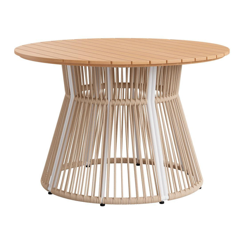 Solid Wood And Aluminum Pedestal Base Round Top Dining Table - Natural